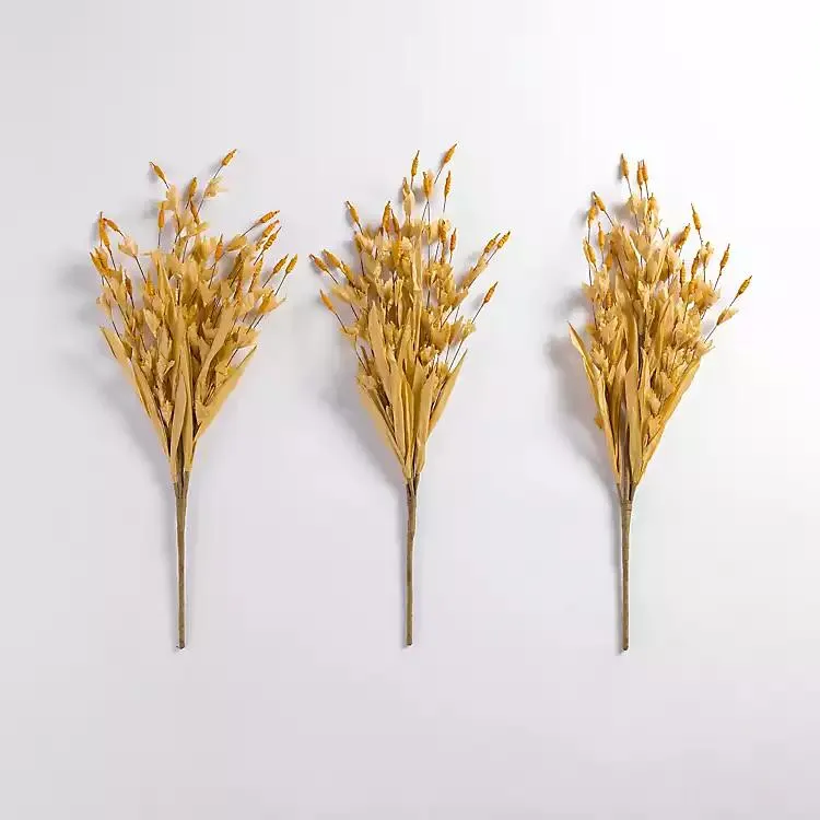 Yellow Paper Wheat Bushes, Set of 3
