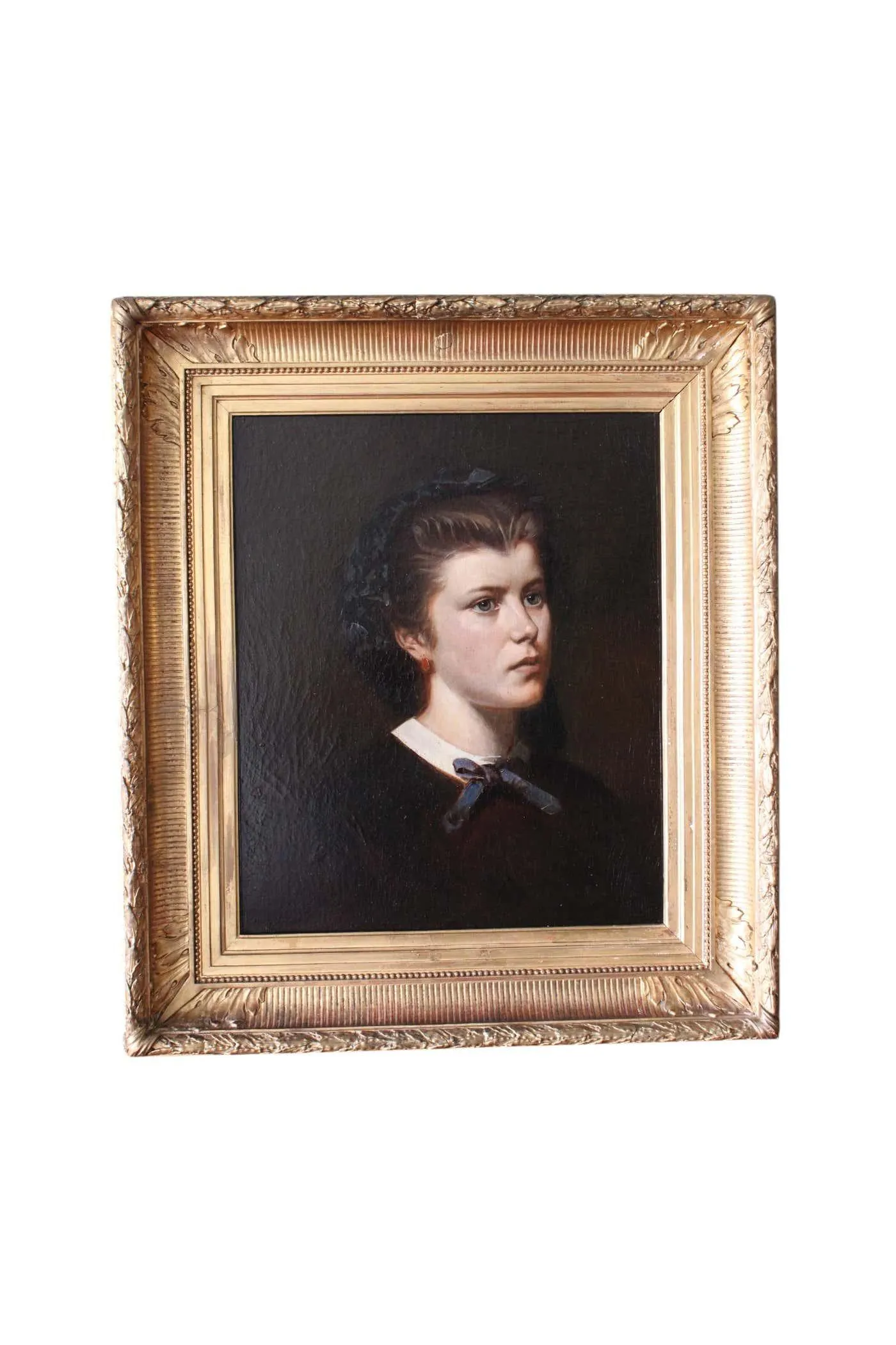 Unknown Antique French portrait oil painting of a woman from 1852 French female portrait 1852