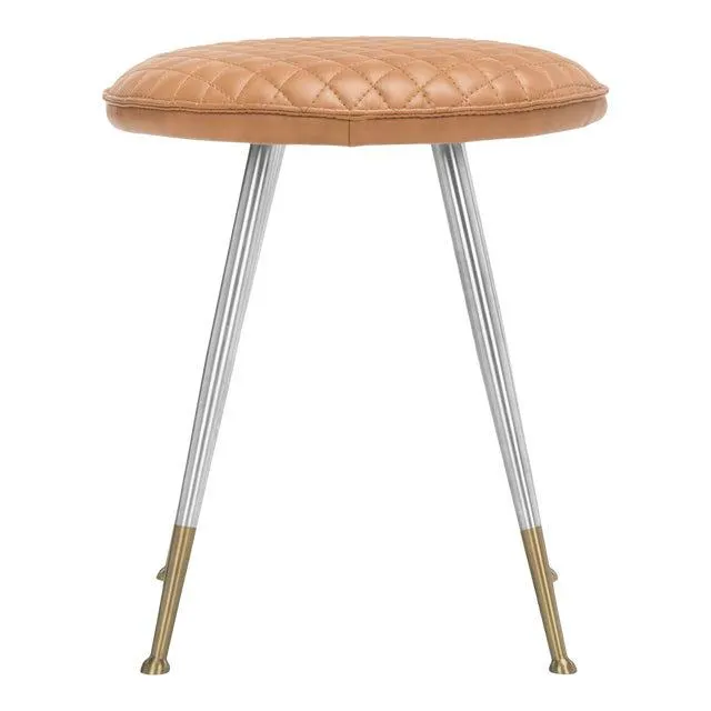 30"H Mid Modern Stool, Mustard & Silver