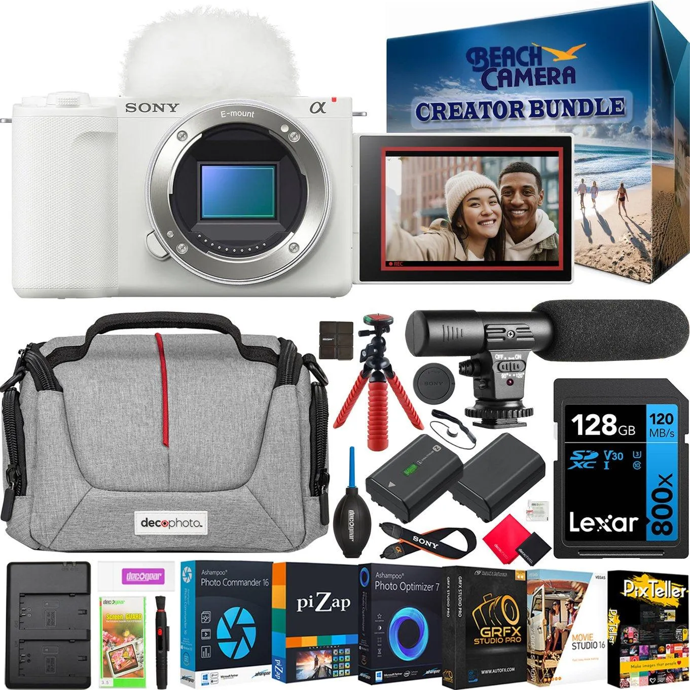 Sony ZV-E10 II Mirrorless APS-C Camera Body White + Creator Accessories Kit Bundle