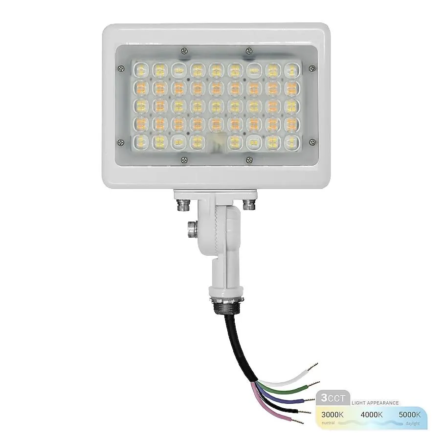 NUWATT Adjustable Knuckle Mount Security LED Fixture 7050 -Lumens 50 -Watt White Hardwired LED Flood light