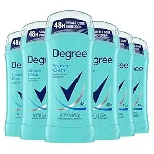 Degree Original Antiperspirant Deodorant Shower Clean Pack of 6 48-Hour Sweat & Odor Protection Antiperspirant for Women 2.6 oz