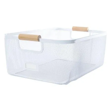 Metal Storage Bin With Plaque Label 13.3in x 10in