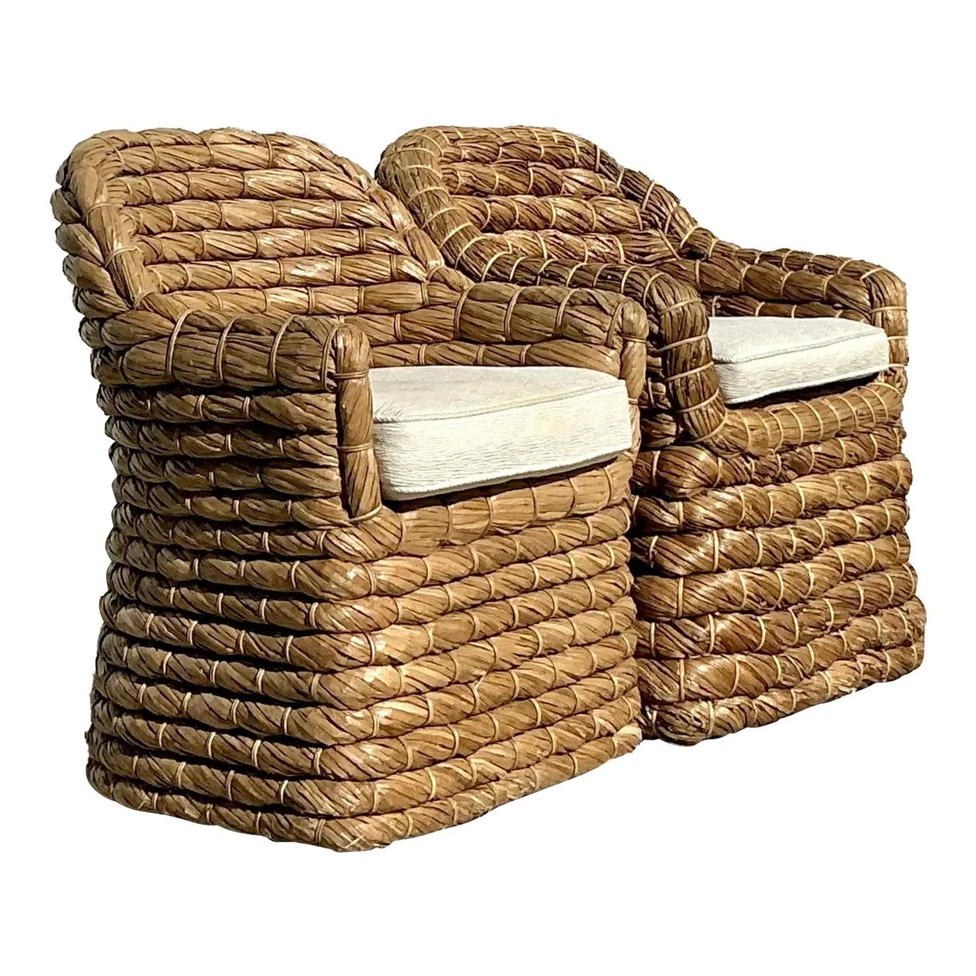 Vintage Coastal Ralph Lauren “Joshua Tree” Rush Lounge Chairs - a Pair