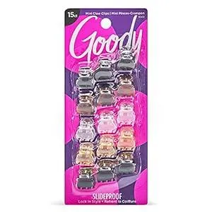 Goody SlideProof Classics Mini Claw Clips - 15 Ct, Assorted Neutrals, Hair Styling Accessories with Secure Grip, Chic Hair Accessories for Women & Men, For All Occasions, All Hair Types