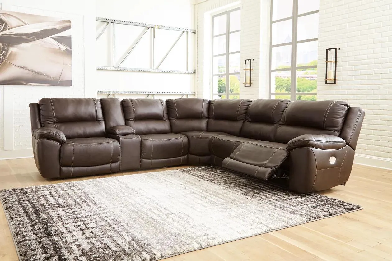 Dunleith 6-Piece Dual Power Leather Reclining Modular Sectional