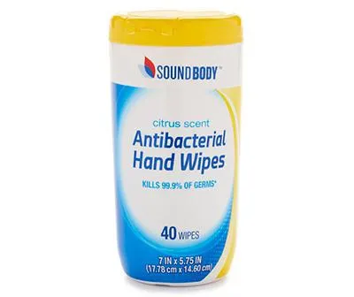 Citrus Scent Antibacterial Hand Wipes, 40-Count