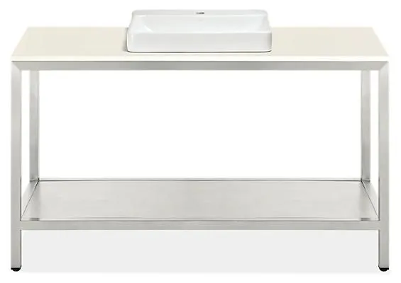 Parsons 60w 21.75d 37.25h Vanity in SS w/White Top & 1-Hole Vox Vessel Sink