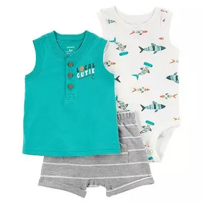Baby Boy Carter's 3-Piece Fish Tank Top, Bodysuit & Shorts Set