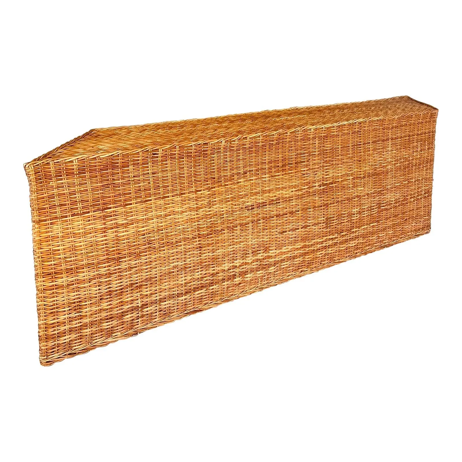 1980’s Monumental Organic Modern Large Braid Rattan Console/Partner Desk/Entertainment Table by Wicker Works