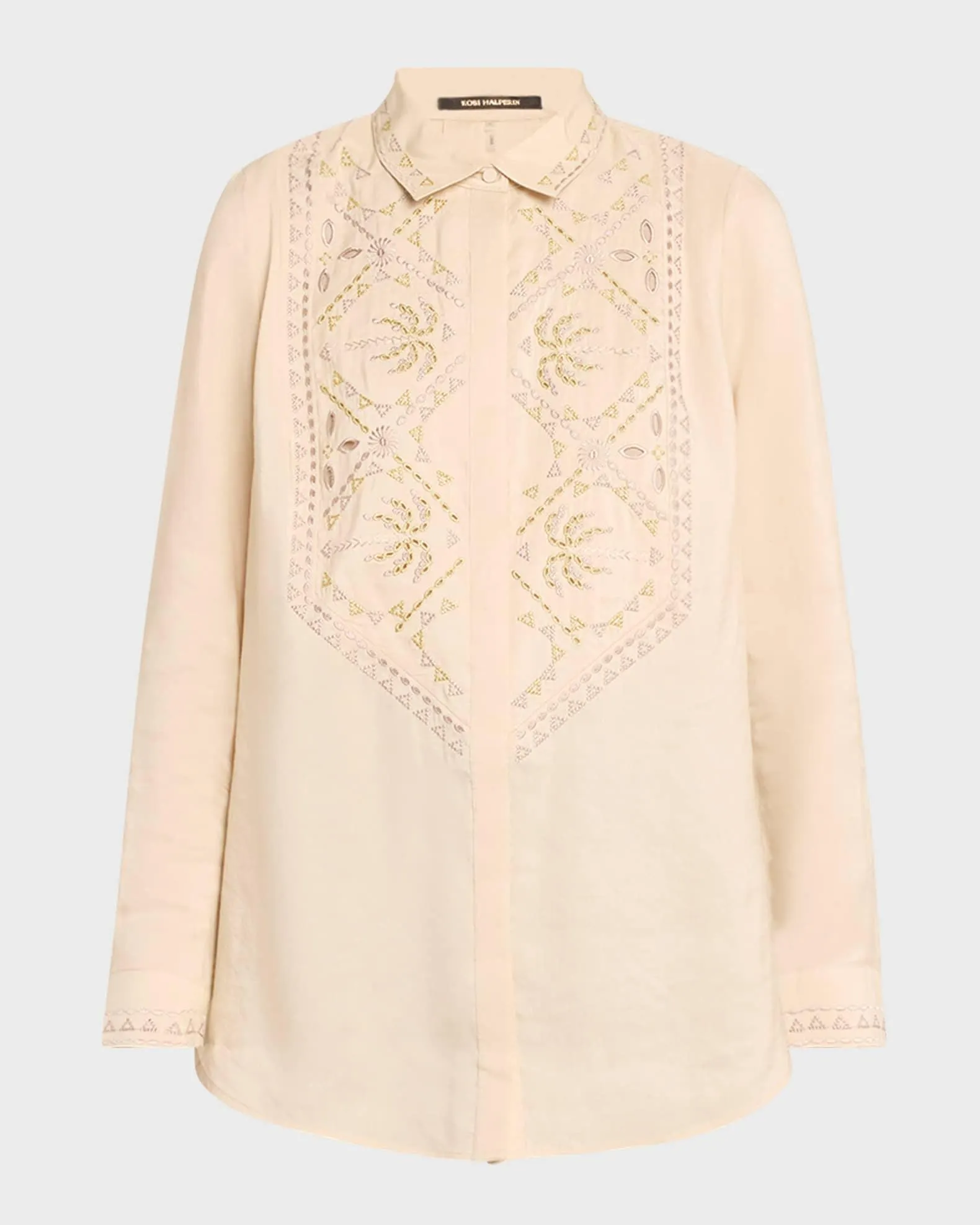 Genevieve Embroidered Button-Down Blouse