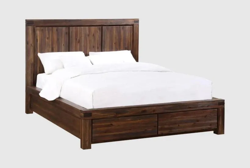 Autumn Brown Queen Wood Platform Storage Bed