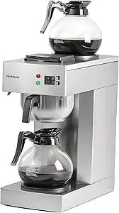 12-Cup Coffee Maker 1.8L Commercial Drip Coffee Maker Pour Over Coffee Machines with 2 Glass Carafes and 2 Warmers Plate Stainless Steel Coffee Brewer for Cofe Bar and Restaurant
