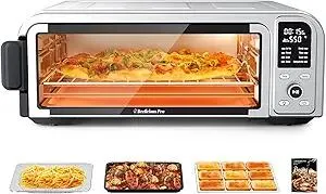Beelicous Pizza Oven, 13" Pizza, Heats up to 550°F, 8-in-1 Countertop Toaster with Light, Compact Design Smart Digital Oven Combo, 40+ Recipes, Flavor-Lock Tech