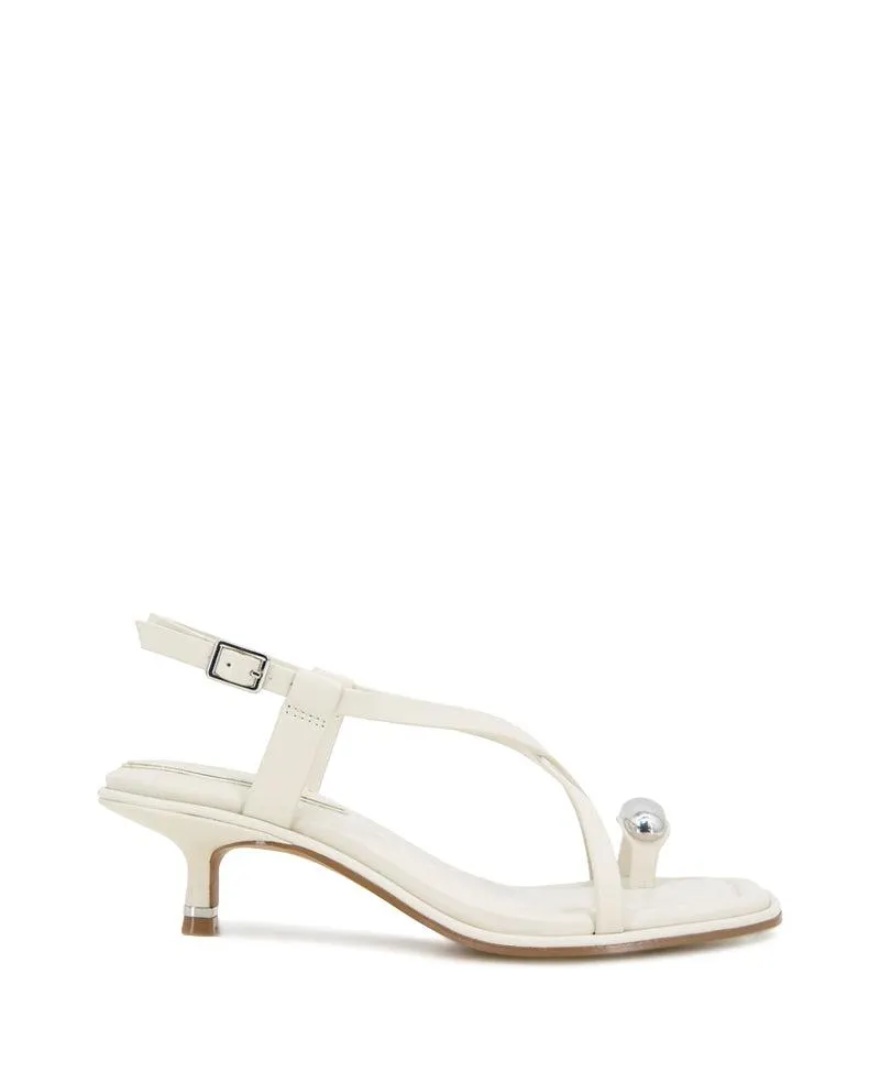 Geala Leather Metal Toe Ring Kitten Heel Sandal