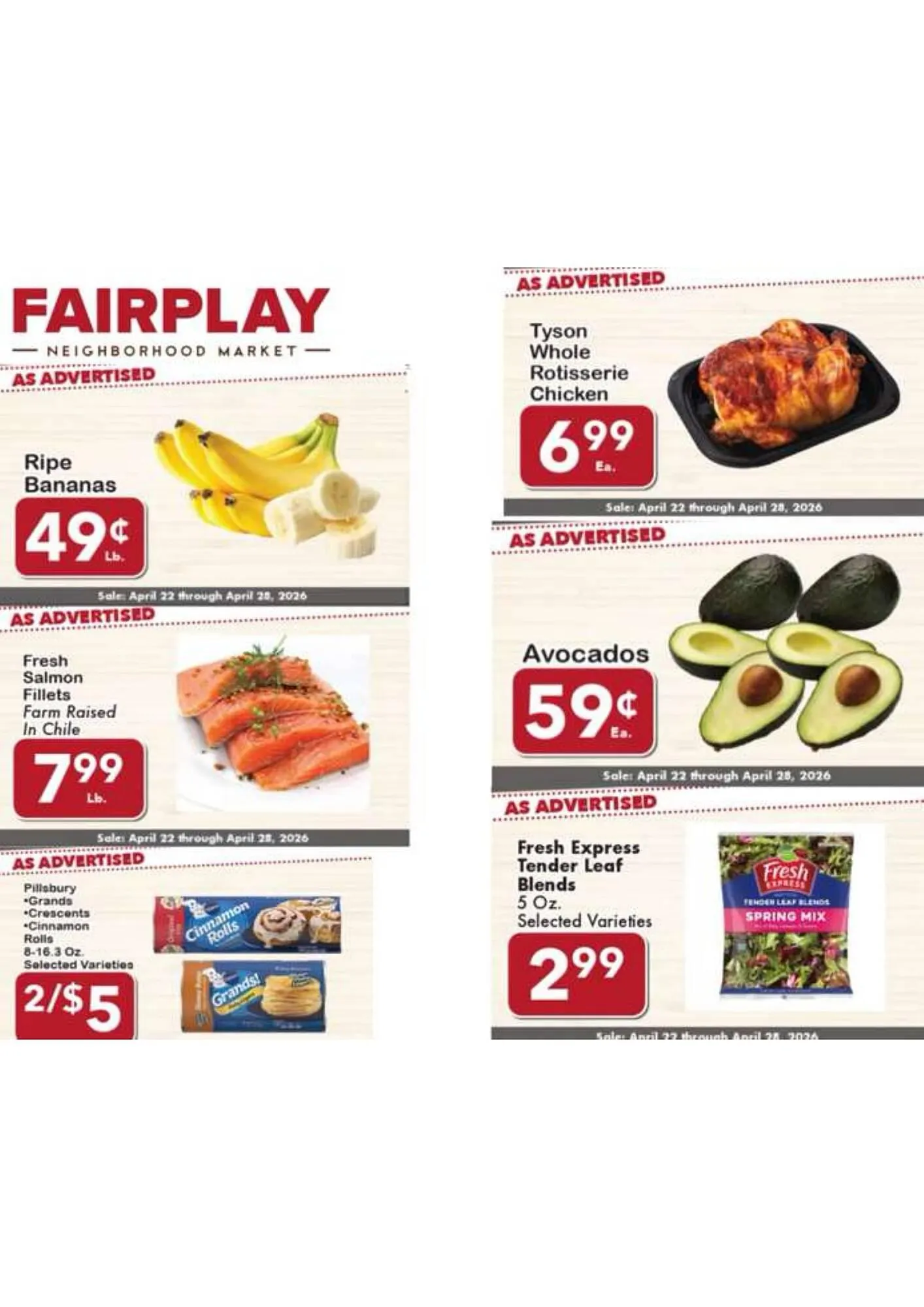 Weekly promotion Fairplay weekly ad spanning from April 22 to April 28 2026 - Page 1 for Catalogue 365