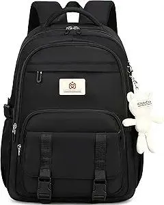 College Backpack Laptop Backpacks 15.6 Inch for Men Women Elementary Middle High School Book Bag For Teens Girls Boys Student Anti Theft Travel Daypack Large Bookbags-Black