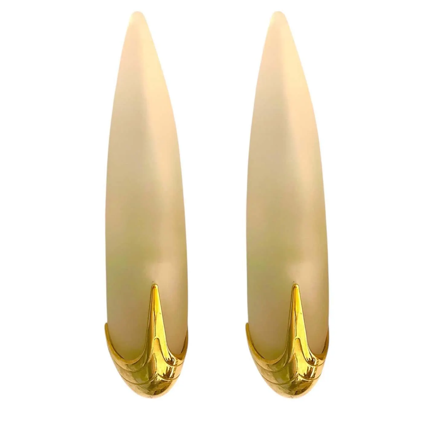 Pair of wall lights by Idearte, smoked glass and gilt gold metal, Spain, 1980