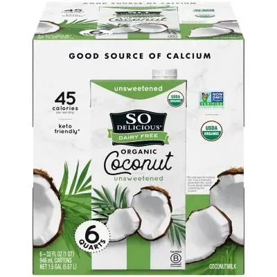 So Delicious Unsweetened Organic Coconut Milk, 32 fl. oz., 6 pk.