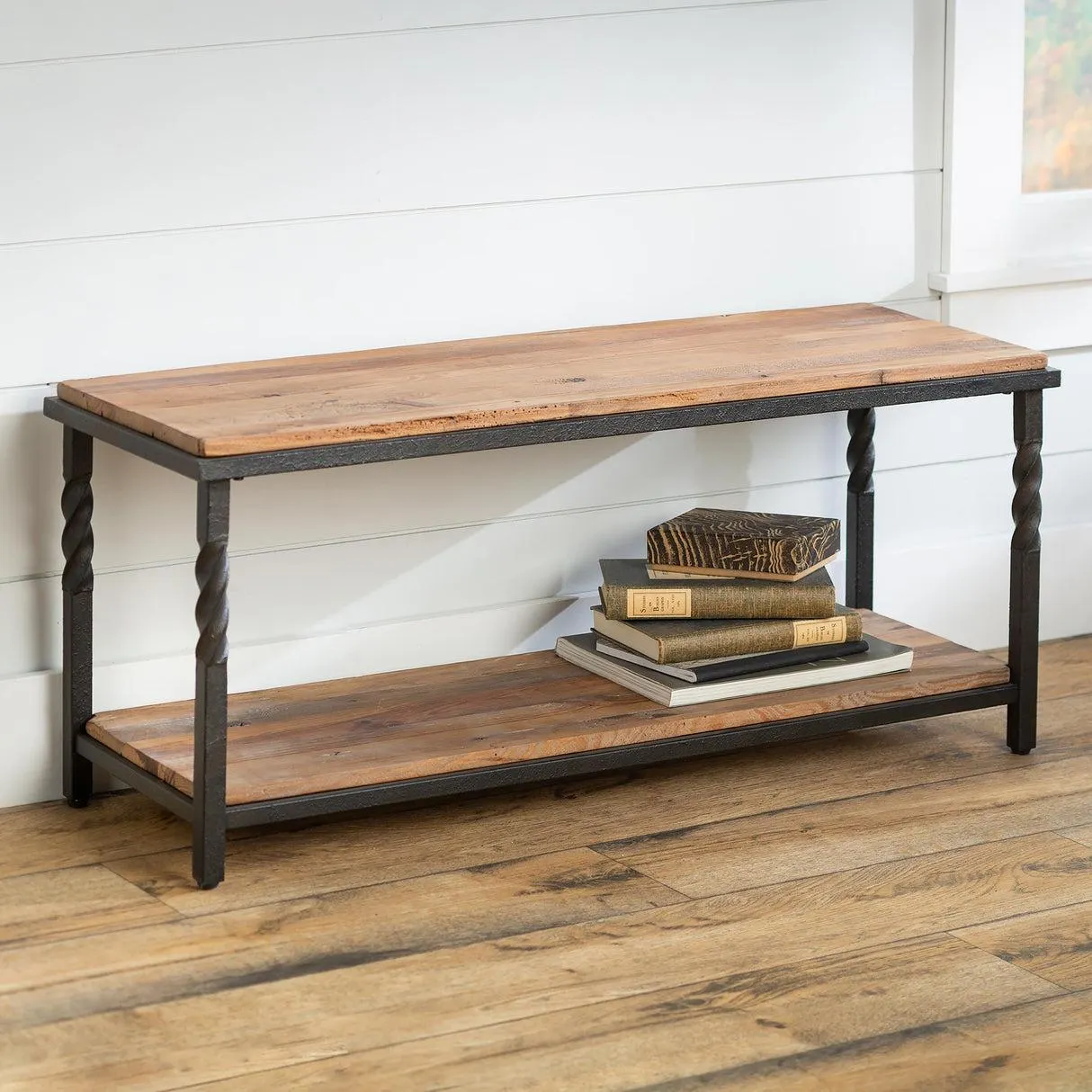 Deep Creek Bench/Table with Metal Frame and Rustic Wood