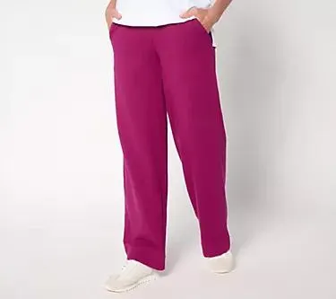 Denim & Co. Active Petite Duo Stretch Full Length Wide Leg Pants