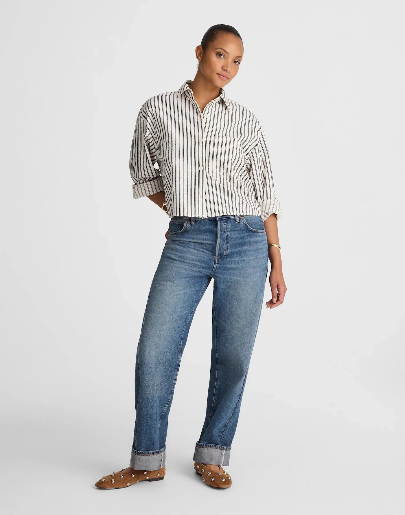 The Curvy Pieced Barrel-Leg Jean