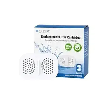 Nispira NFP-100 NFP100 Filter Replacement for Nakii Water Pitcher Dispenser Removes Chlorine, Lead, Odor, Color Reduce Water Hardness Pack of 3