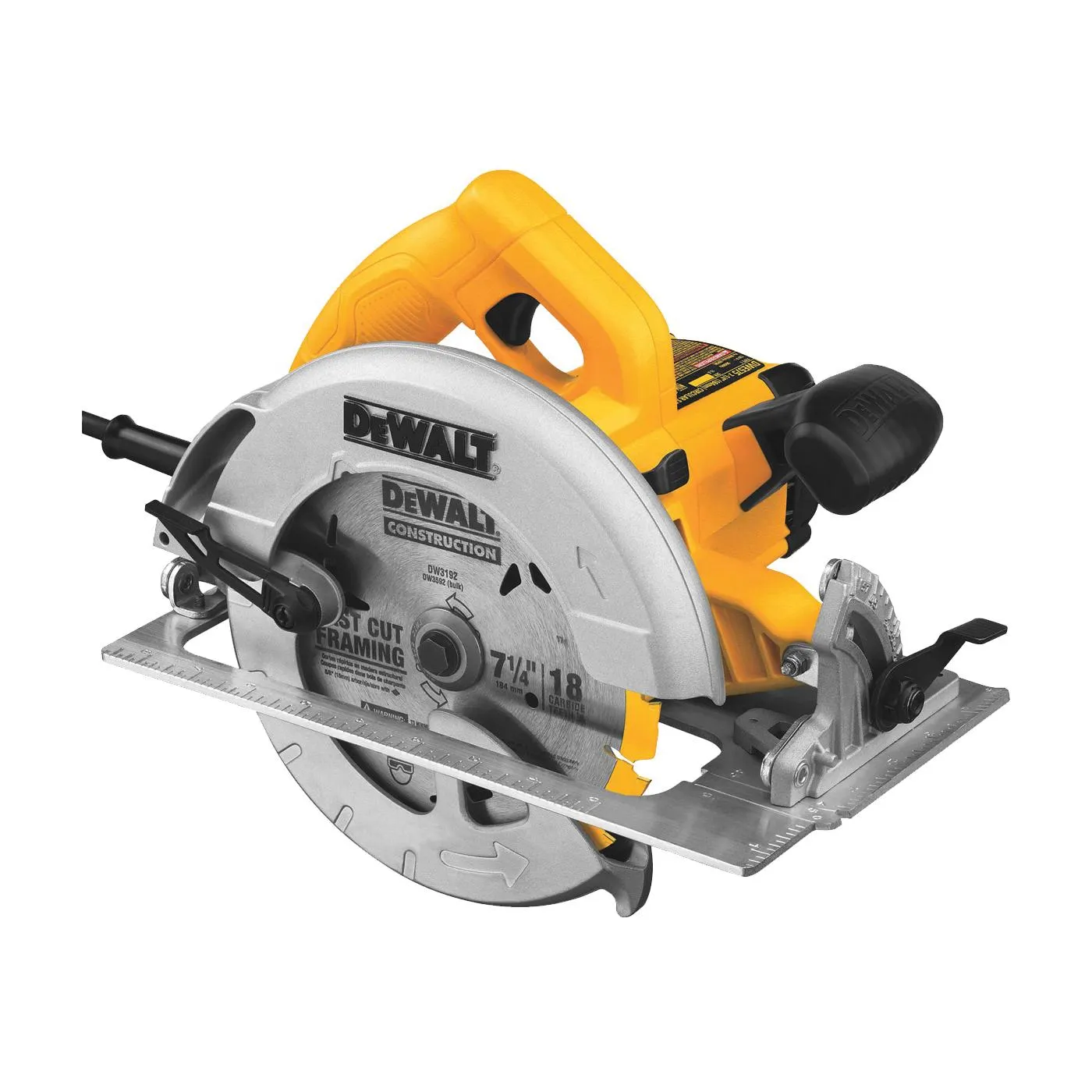 DWE575 Circular Saw, 15 A, 7-1/4 in Dia Blade, 5/8 in Arbor, 2 in at 45 deg, 2.55 in at 90 deg D Cutting