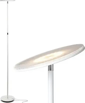 Brightech Sky LED Torchiere Super Bright Floor Lamp - Contemporary, High Lumen Light for Living Rooms and Offices - Dimmable, Indoor Pole Uplight for Bedroom Reading - White