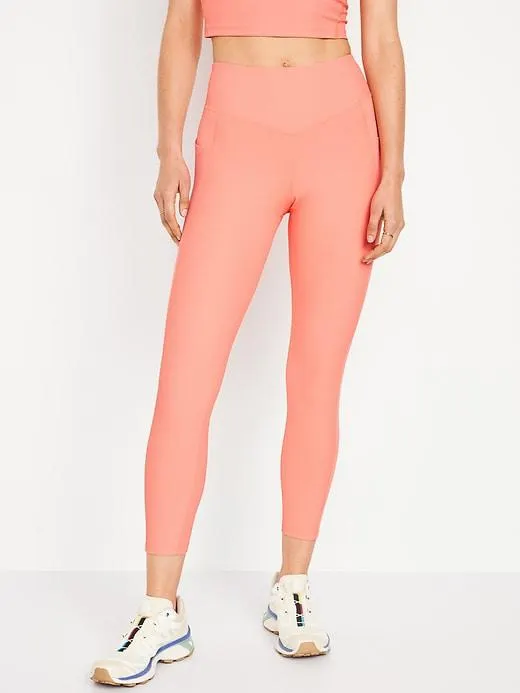 High-Waisted PowerSoft Ribbed 7/8 Leggings