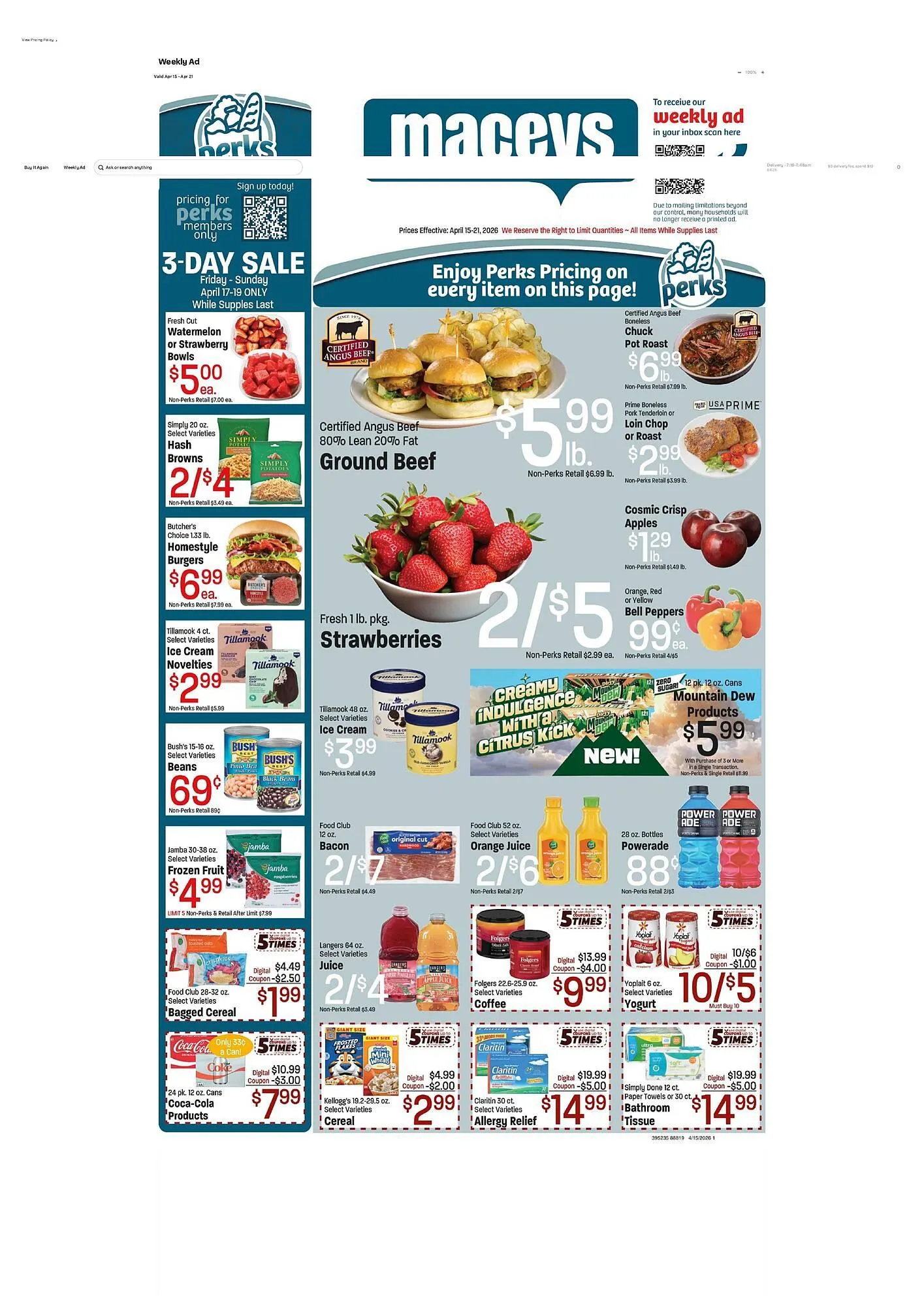 Weekly promotion Maceys weekly ad spanning from April 15 to April 21 2026 - Page 1 for Catalogue 365