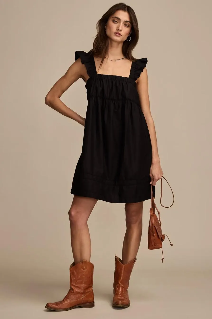 ruched flutter mini dress