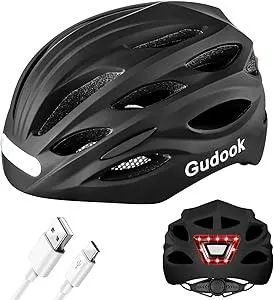 Bike Helmet with LED Light: Bicycle Helmets for Men & Women & Adults with Front and Rear Lights Adjustable Cycling Helmet for Urban Commuter Mountain Road Biker
