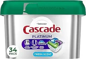 Cascade Platinum Dishwasher Pods, Dishwasher Detergent, Dish Detergent Soap, Fresh, 34 count