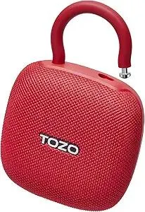 TOZO PE1 Portable Bluetooth Speakers with Adjustable Carabiner, Mini Bluetooth Wireless Shower Speaker with IPX8 Waterproof, 32H Playtime Punchy Bass Audio Speaker for Home, Outdoor and Travel, Red