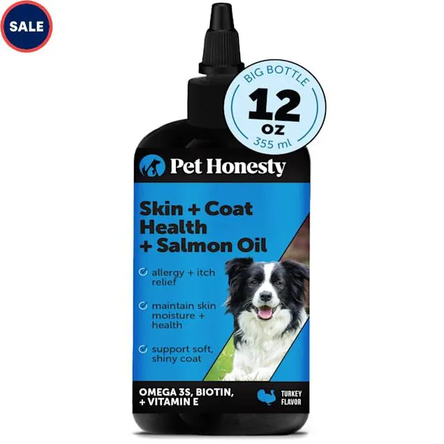 Pet Honesty Turkey Skin + Coat Health + Salmon Oil for Dogs, 12 fl oz.