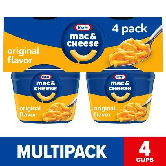 Kraft Original Mac & Cheese Macaroni and Cheese Dinner, 4 ct Pack, 2.05 oz Cups