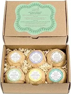 Home Spa Gift Basket Calming Relaxation Aromatherapy Bath Bombs, 6 Refreshing, Aromatic Scents to Moisturize, Revitalize, Rejuvenate Mind, Body & Soul