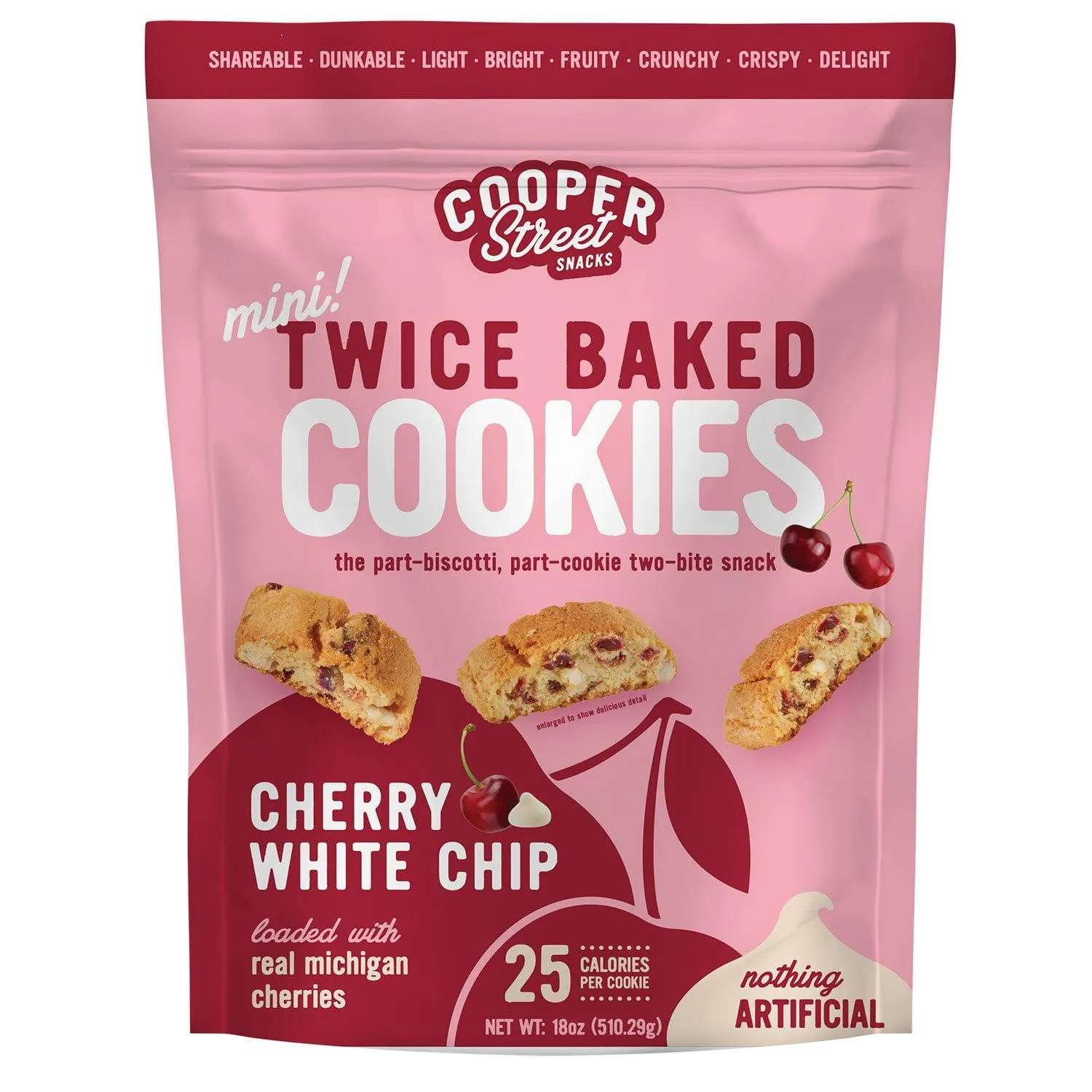 Cooper Street Snacks Cherry White Chip Twice Baked Cookies, 18 oz.
