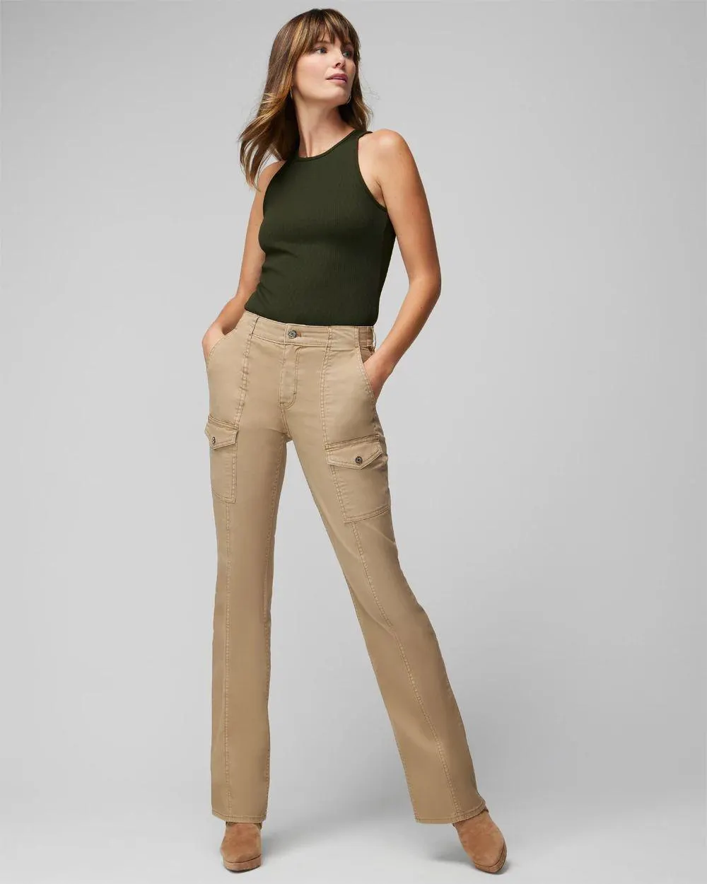 High Rise Pret Cargo Skinny Flare Jeans