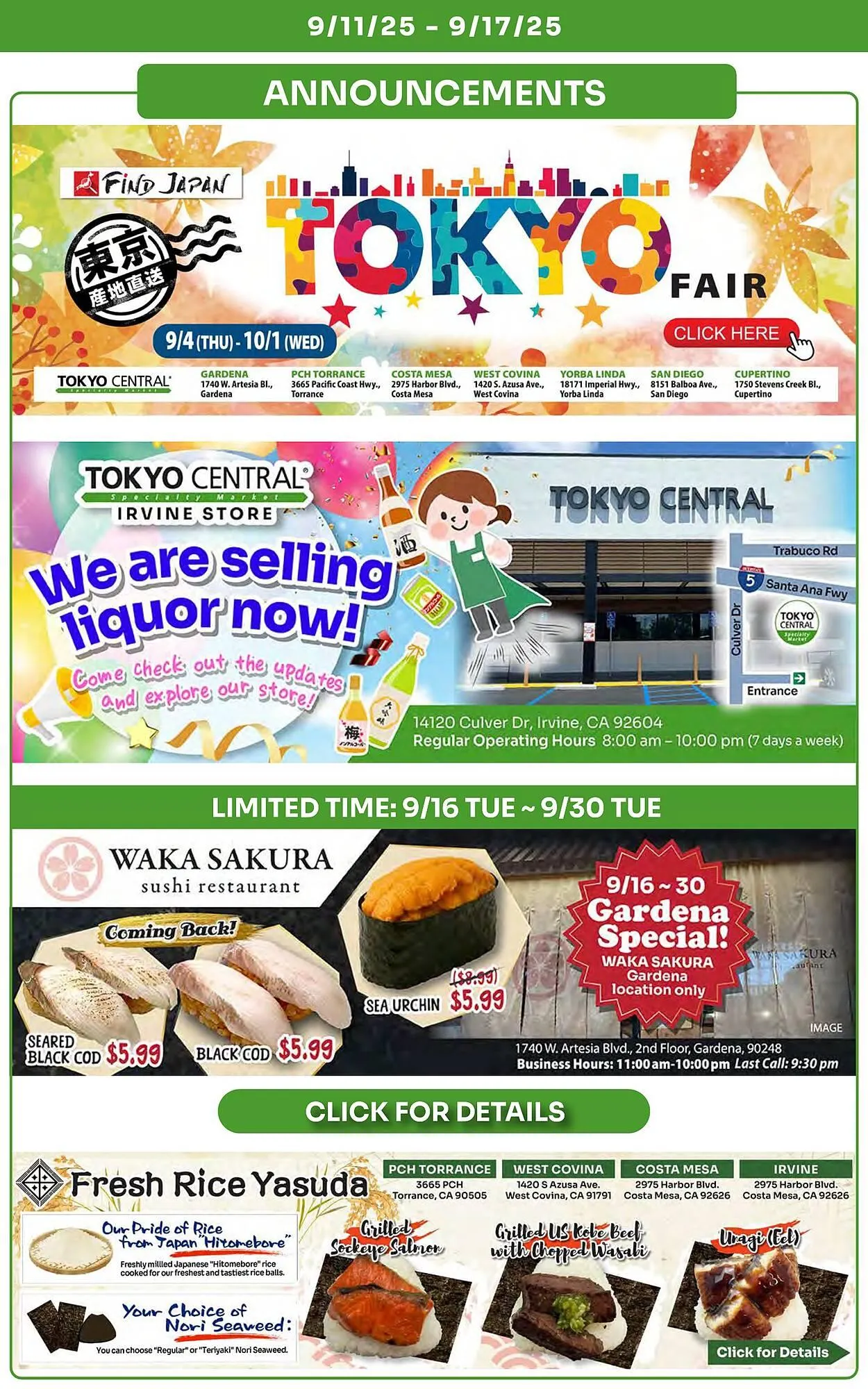 Weekly promotion Tokyo Central Specialty Market weekly ad spanning from September 11 to September 17 2025 - Page 7 for Catalogue 365