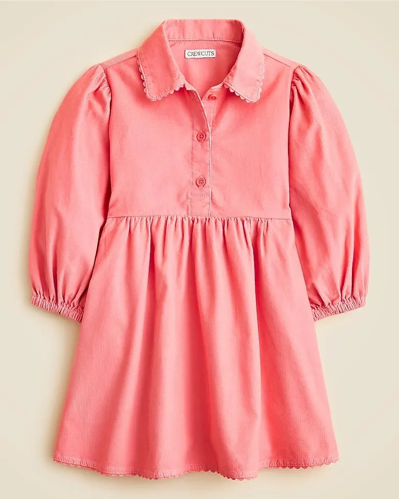Girls' shirt-dress in lightweight corduroy