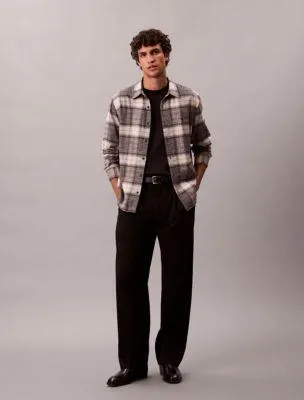Brushed Plaid Relaxed Button-Down Shirt