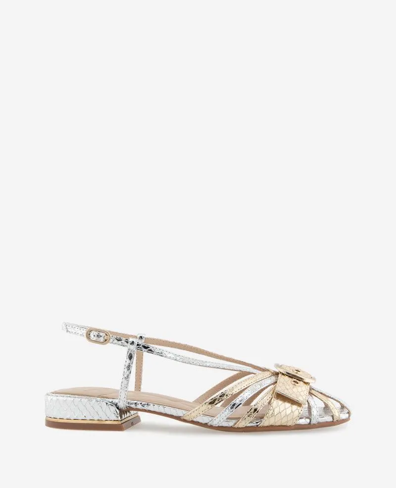 Farrah Metallic Combo Snake Caged In Buckle Sandal