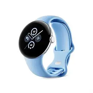 Google Pixel Watch 2 (Previous Model) with the Best of Fitbit - Heart Rate Tracking, Stress Management, Safety Features - Android Smartwatch - Polished Silver Aluminum Case - Bay Active Band - Wi-Fi