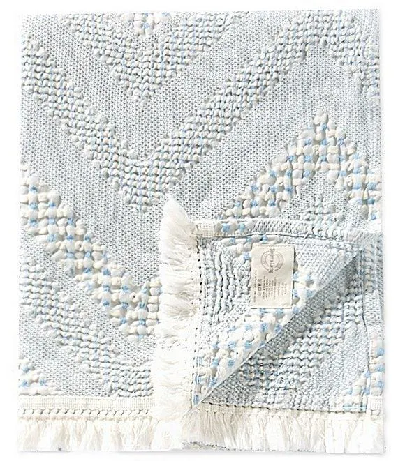 Simplicity Collection Jane Chevron Cotton Jaquard Fringe Trim Throw Blanket