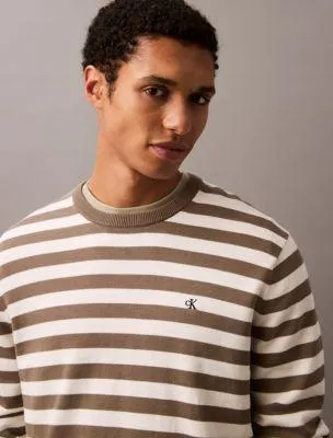 Smooth Cotton Striped Classic Sweater