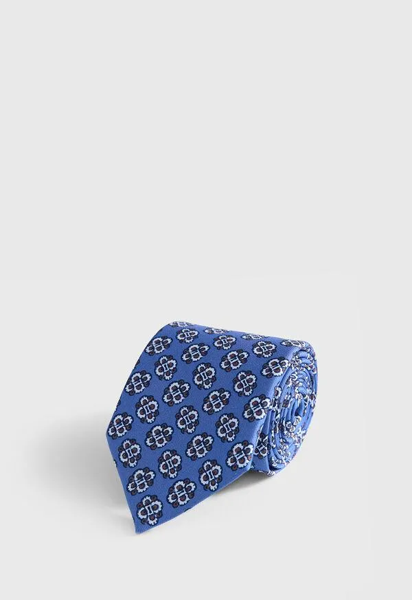 Large Medallion Print Silk Tie