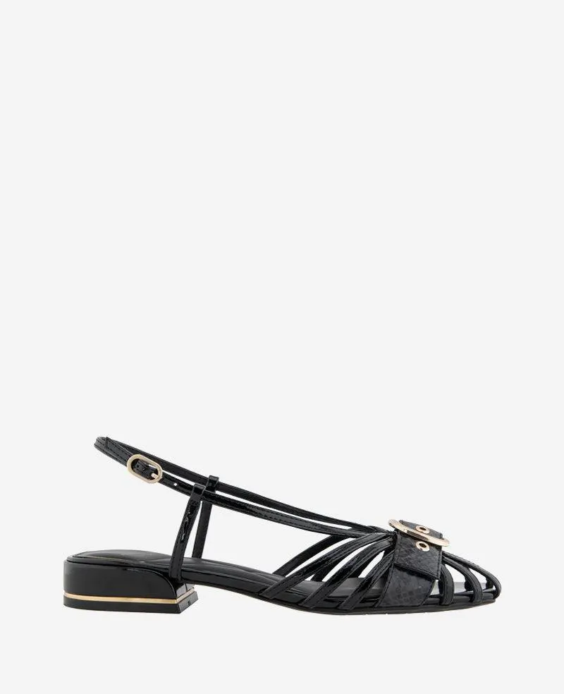 Farrah Patent Caged In Buckle Sandal
