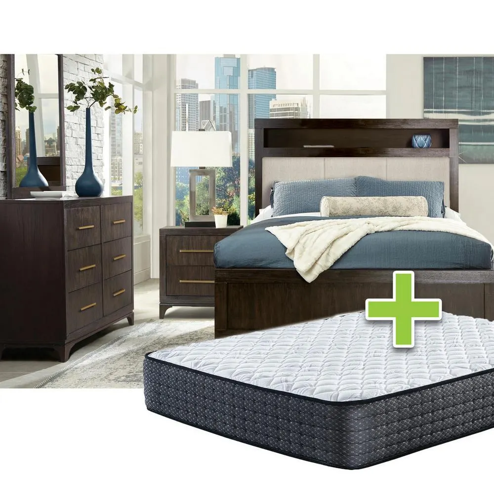 6 - Piece Urban Queen Bedroom Set with 12" Upland Premium Better Tight Top Firm Mattress
